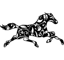 Horse Running Floral Patterns Black Vinyl Decal Car Truck Camper Windows Laptop