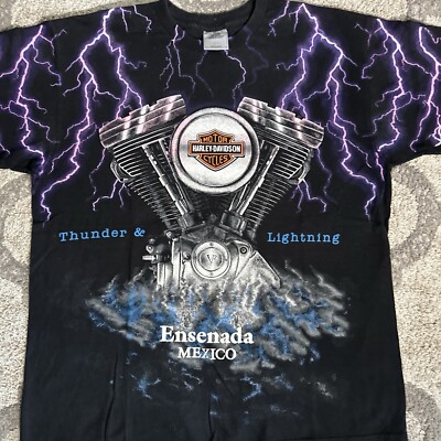 Vintage Harley Davidson Thunder And Lightning AOP All Over Vintage Harley Davidson Thunder And Lightning AOP All Over
