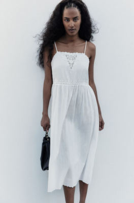 h&m embroidered dress white Women's White Embroidered-Detail Dress