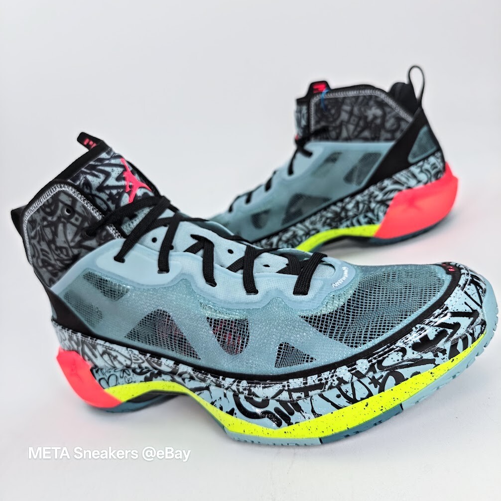 Air Jordan 37 US 13 M 14.5 W Blue/Black Graffiti Satou Rare Nike  DV3142 367 NIB thumbnail 8