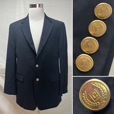 Men's CHAPS Ralph Lauren Navy Blue Gold 2-Button Wool 42R Blazer Jacket Coat