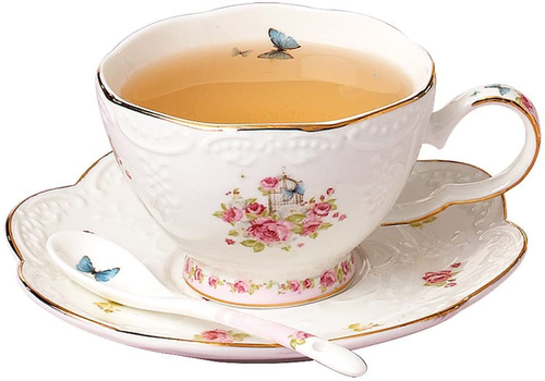 Jusalpha Fine China Flower Series Tea Sets-Tea Cup Saucer Set with Teapot Warmer - Picture 2 of 12