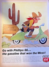 1966 Magazine Advertisement Phillips 66 Cowboy Riding Motor Scooter