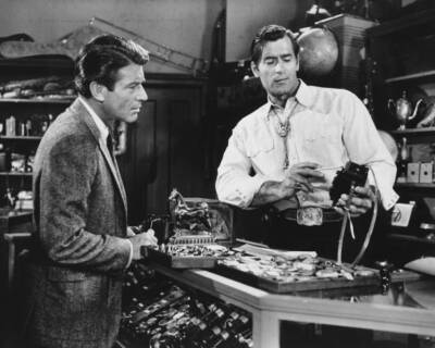 Efrem Zimbalist Jr as Stuart Bailey and Clint Walker as Cal Jasper- Old Photo