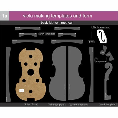 1a) Plexiglass  | Viola Making basic Template Set | CNC Precision Cut | Luthier