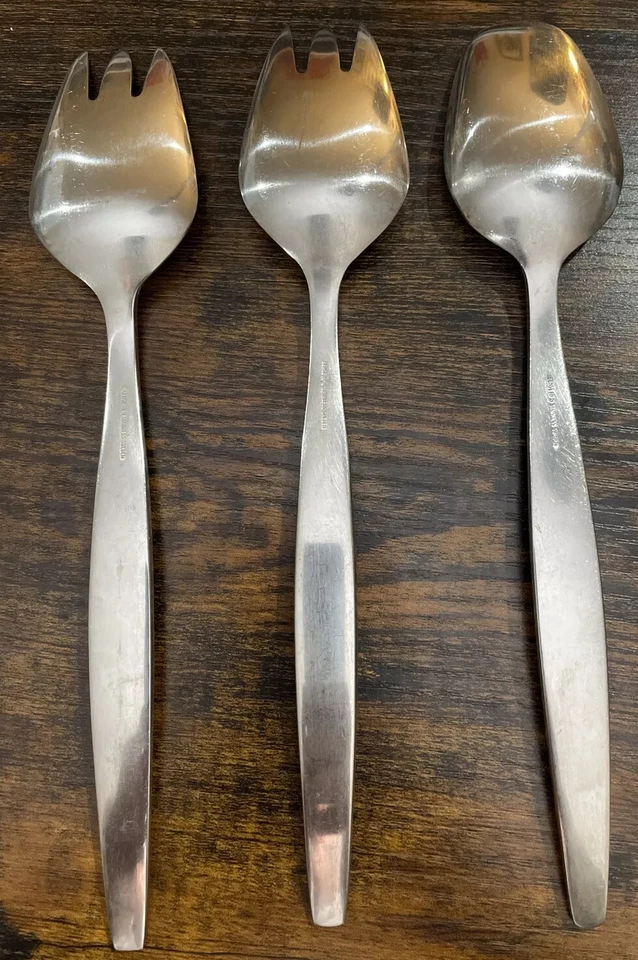 3pc Gense FOCUS 18-8 Stainless 1 Solid Serving Spoon & 2 Forks 8 7/8" Sweden - Image 4 of 4