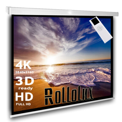 Rollolux Heimkino Beamer Motorleinwand 180 x 180 cm 1:1 4:3 16:9 HDTV 3D 4K 98''