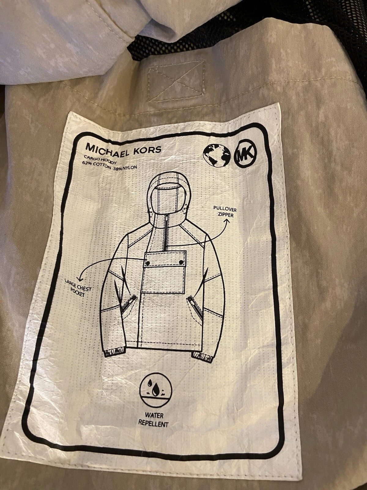 Felpa con cappuccio Michael Kors stropicciata cargo grande. Uomo Donna Real Cool "