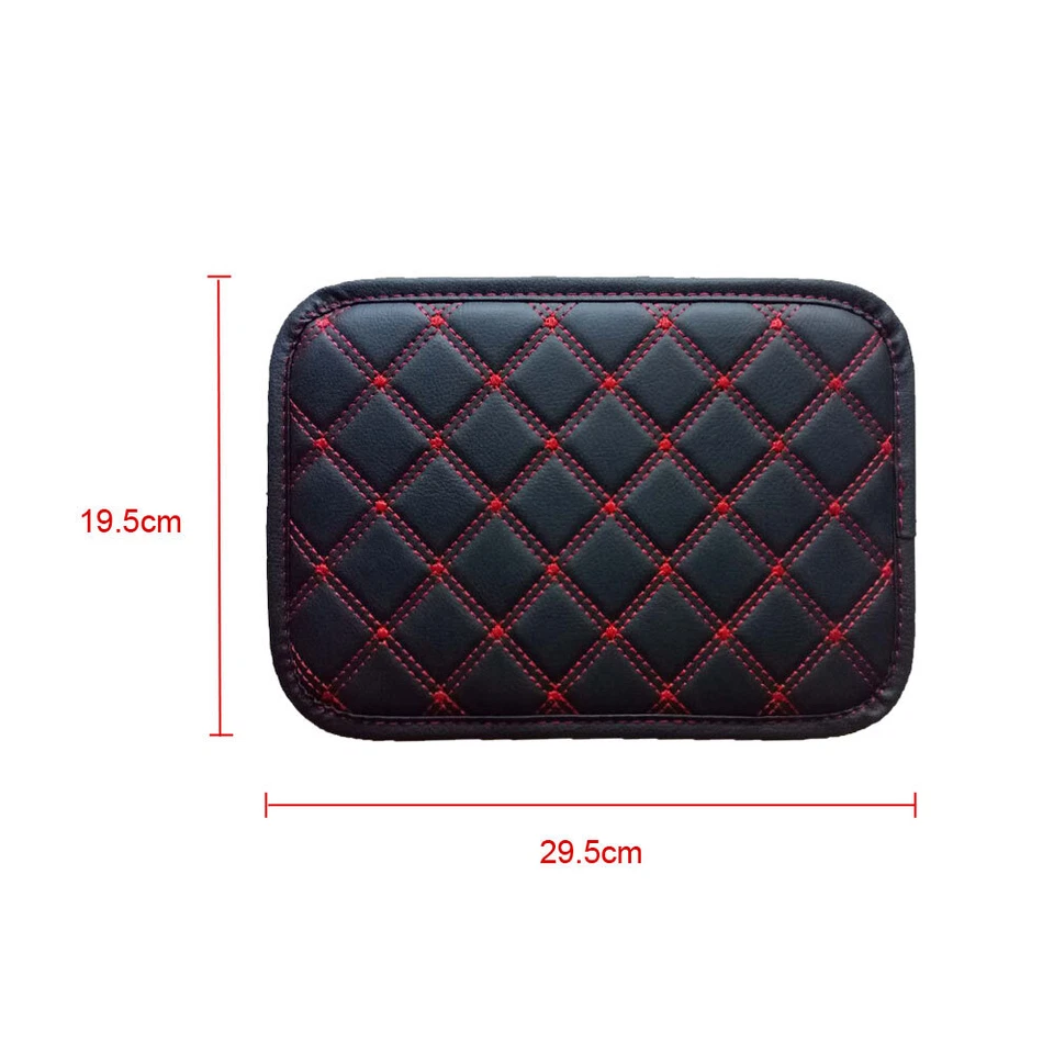 Funda reposabrazos coche almohadilla consola central caja cuero PU cojín alfombrilla accesorios rojo Foto 2 de 4