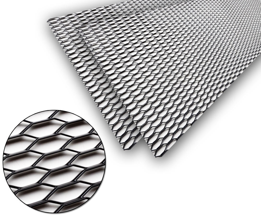 Grille de calandre universelle noire en aluminium 30x10mm 100x30cm - Lot de 2