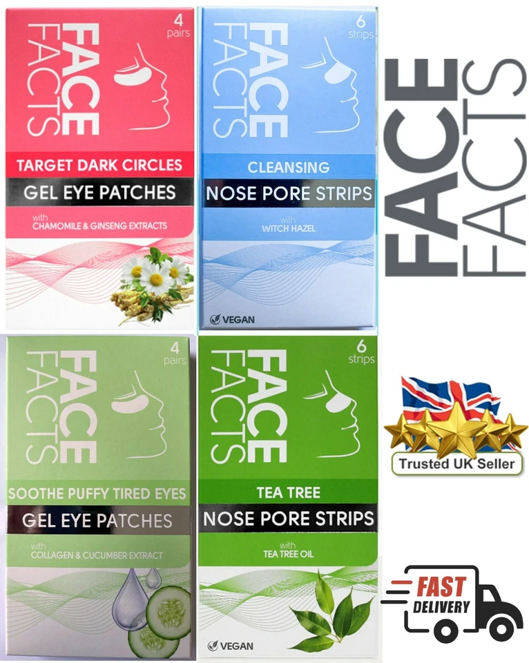 Face Facts Cleansing Eye Gel Pads Lint Free Patches Make Up Nose Pore Strips UK - Image 2 of 2