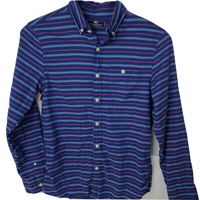 Vineyard Vines Women Small Shep & Ian Murray Shirt Red Striped Blue Long Sleeve 
