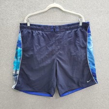 Nike Men Swimwear XL Navy Trunks Logo Elastic Waist READ