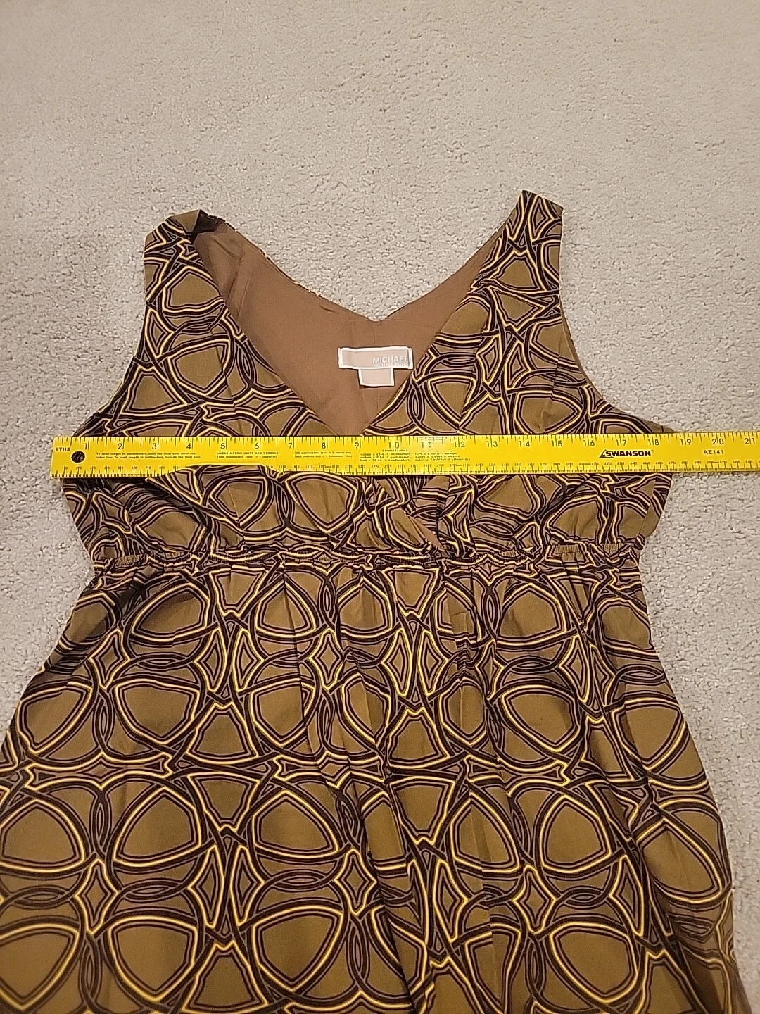 Michael Kors mini abito smanicato linea A scollo a V babydoll Y2K taglia large