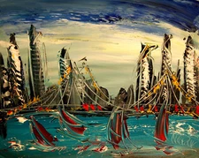 Storm  Seas SUPERB  ORIGINAL   Painting  Stretched  IMPRESSIONIST KEWDRG