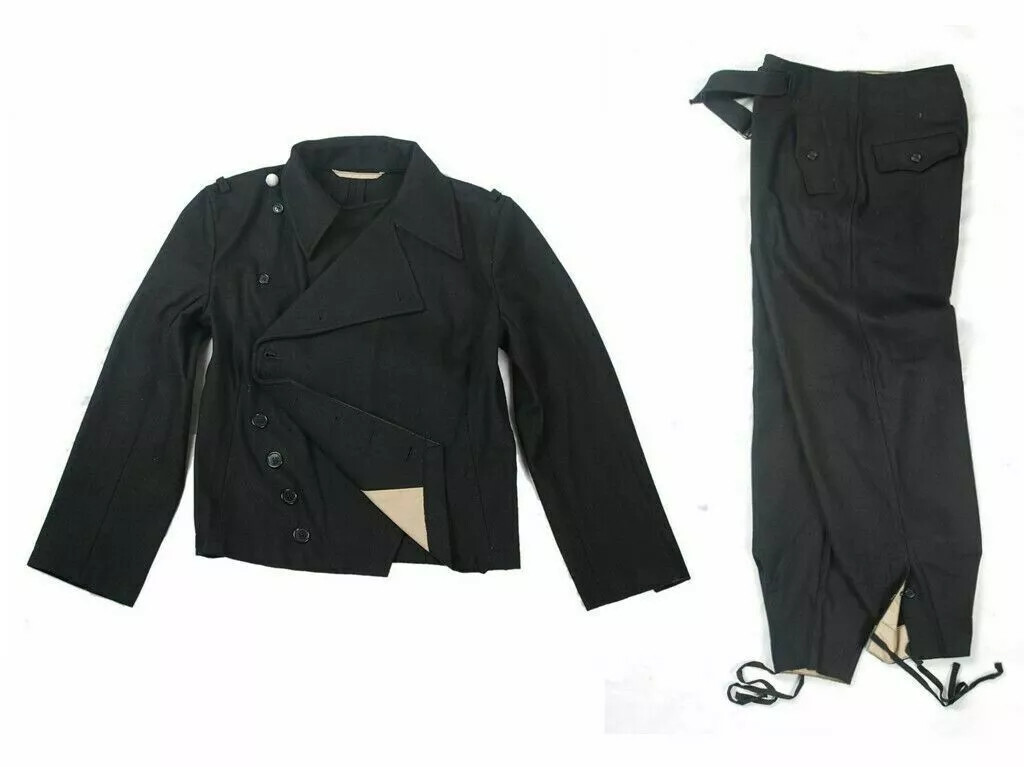 GERMAN WH PANZER BLACK WOOL OUTDOORS JACKET & PANTS SET SIZE XXXL WWII REPRO