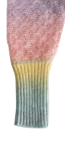 Cardigan donna caldo in lana maglioncino scollo V giacchetta bottoni arcobaleno - Foto 7 di 13