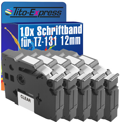10x Schriftband für Brother TZe-131 P-Touch 1000 1000 BTS 1000 F 1005 BTS 1005 F