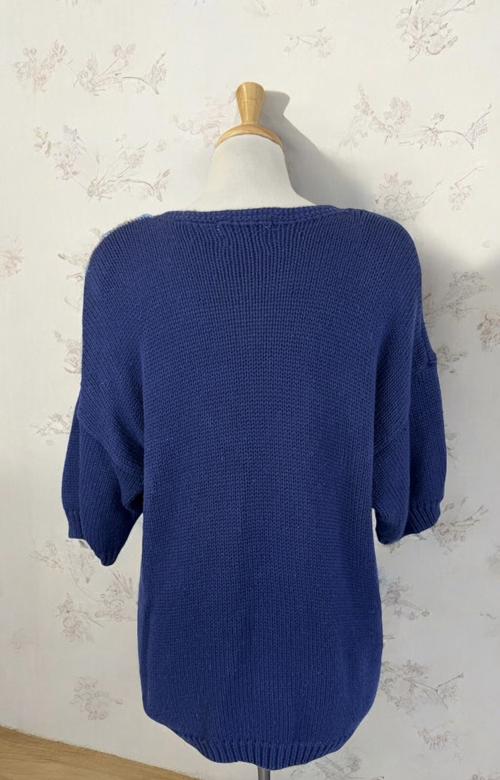 Patchwork Flower Button Up Knit Cardigan Sweater … - image 3