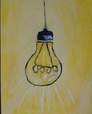 Original OIL Painting, Canvas Pannel 8x10", Light Bulb 💡 