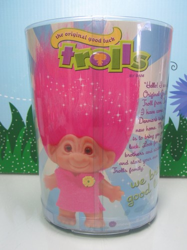2005 Girl in Pink Fieltro Dress - Muñeca Troll Dam 5" - NUEVA EN CONTENEDOR - Rara - Imagen 5 de 7