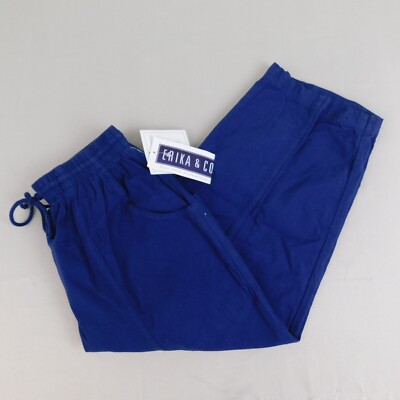 Erika Pull-On Capri Pants Elastic Waist & Drawstring - Royal Blue, Small #9882