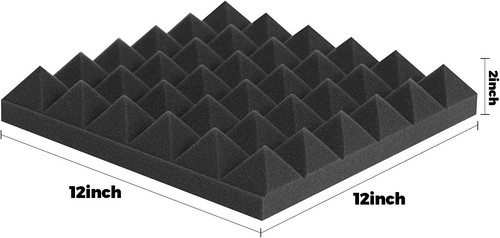 12~96PACK 12"X12"X2" Pyramid Acoustic Foam Panel Studio Soundproof Wall Tile - Picture 2 of 4