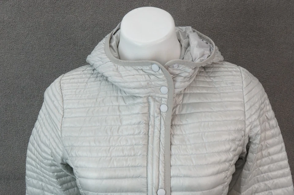Chaqueta Larga Patagonia Para Mujer Pequeña Gris Plumón Puffer Plumón de Ganso Con Capucha Foto 2 de 4