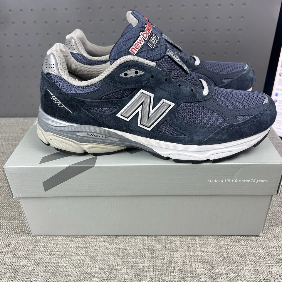 Brand New New Balance 990v3 Made in USA Navy Suede M990NB3 Men's Size 11.5 - Image 3 of 4