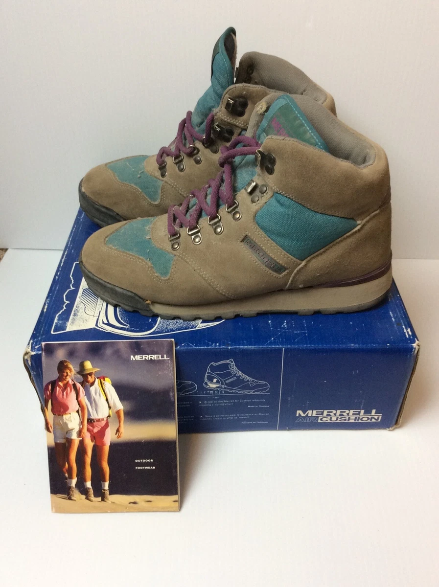 kaart Bij Gaan wandelen MERRELL Air Cushion Hiking Boots Vintage Shoes Women&#039;s size 9 Teal  &amp; Gray | eBay