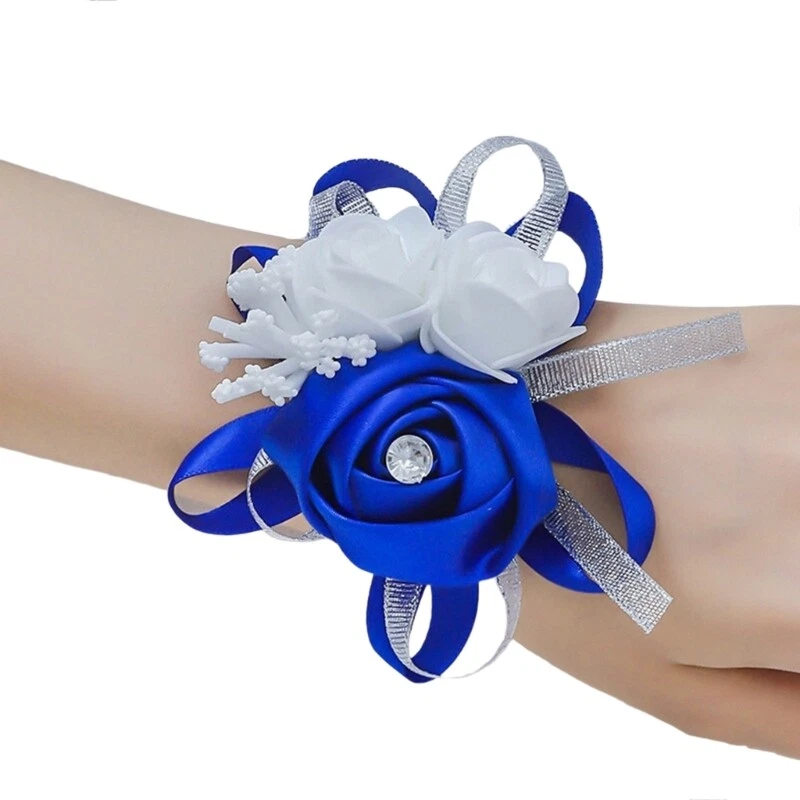Royal Blue Wrist Corsage for sale | eBay UK