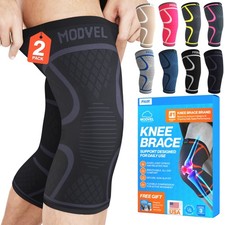 Modvel 2 Pack Knee Brace for Women  Men - Workout Knees Compression Sleeve f...