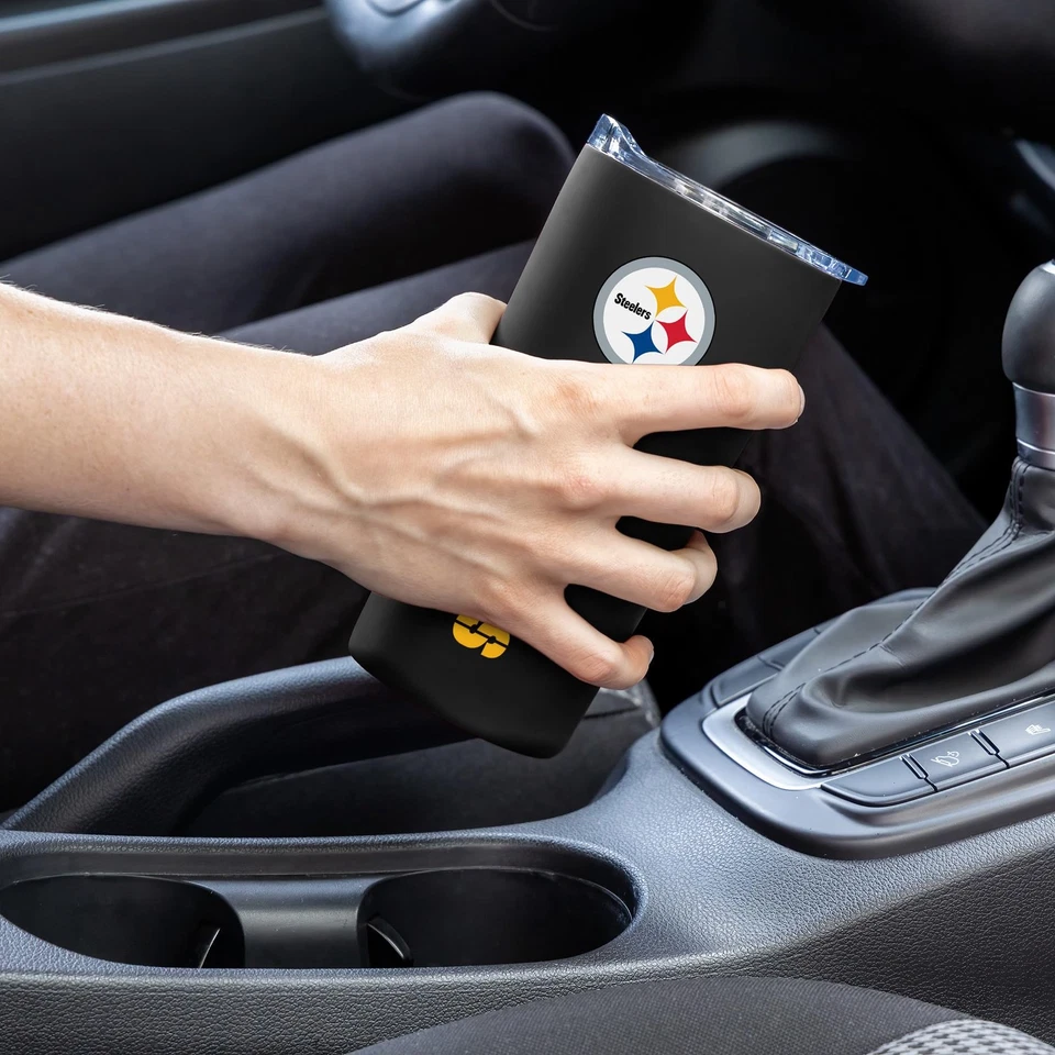 NFL Fútbol Pittsburgh Steelers 18oz Tacto Suave, Vaso Fácil Agarre Foto 3 de 4