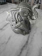 Elephant Night Light Lucky Trunk Up Gray Ceramic Table Lamp Switch 6x5. 5185