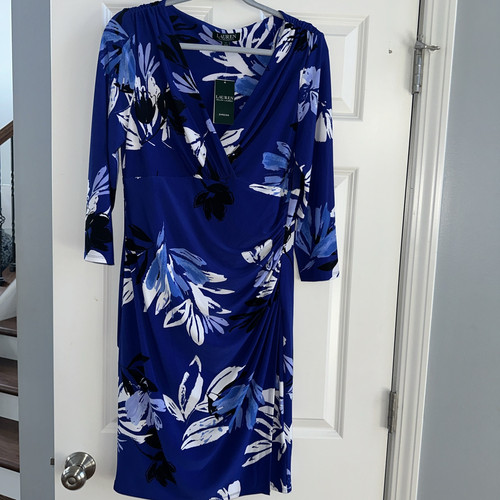 Lauren Ralph Lauren dress Blue Floral Size 14 New With Tags