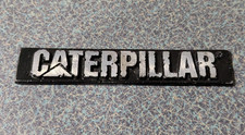 VTG Metal CAT Caterpillar Black Sign Badge Medallion Logo Tag Decal Embossed