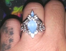 Women's Exquisite Unique Crown Shaped Moonstone Ring With Moissanite Stones Sz 8