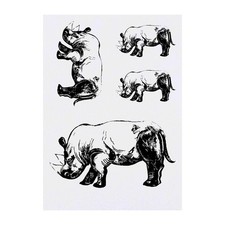 4 x 'Sketched Style Rhino' Temporary Tattoos / Transfers TO00009681 