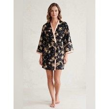 VINTAGE Oscar de la Renta Pink Label Floral Robe  Black  Pink loungewear