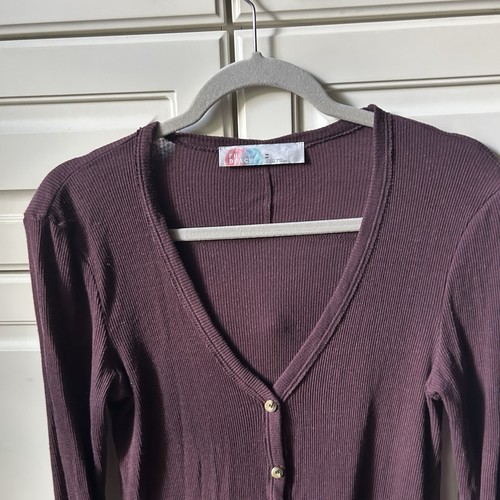 Free People FP Beach Bonita Ribbed Cardigan Dress Cover-Up Purple Size M - Picture 4 of 10