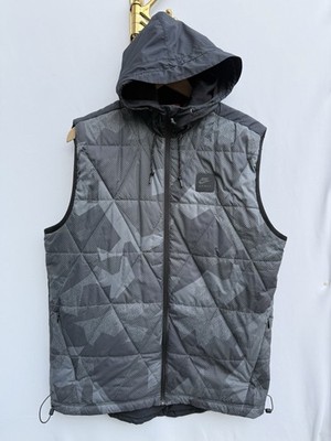 Nike Air Max Hooded Gilet Puffer Weste Grau Schwarz Gesteppt Ärmellos Herren Large