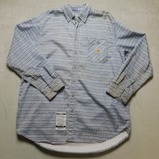 Carhartt FR Mens Flame Resistant Plaid Button Down Work Shirt Blue Brown 2XL