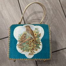 Vintage Midas of Miami Wicker Purse Handbag White Jeweled Embroidered Box Purse