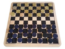 Jeu de dames en bois – Plateau 28 cm x 28 cm Complets - Pions – Très bon état