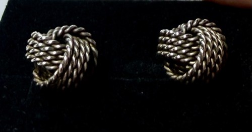 Tiffany & Co. Somerset Twist Knot Mesh Ball Stud Earrings Silver 925 No Backings