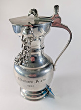 Vintage Bachler 95% Pewter Lidded Flagon Ram's Head Chain Pitcher 0.6 ltr