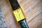 Seiko Tank Watch Men 25mm Gold Dial Gold Tone Rectangle Quartz V701-5E10