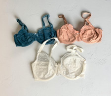 3 Vintage Warners Whimsies Mesh Lace Bra Underwire 32/33D