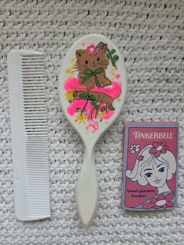 Vintage Tom Fields Tinkerbell 1960's 1970's Graphic Cat Hair Brush Comb