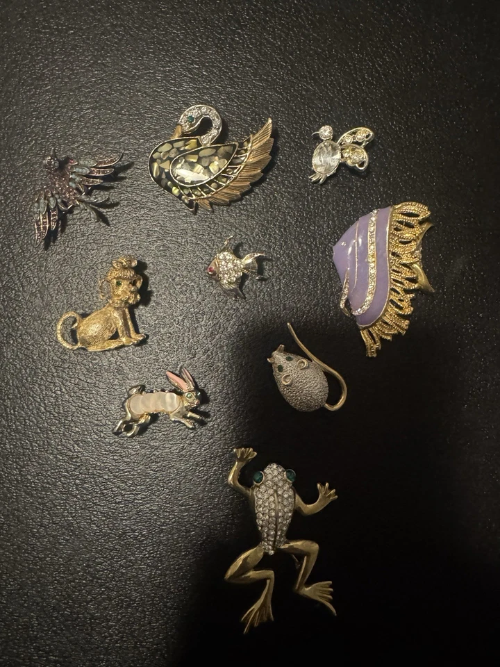 Broches de animales vintage con estrás para mujer 9 brillantes prendedores para mascotas Foto 2 de 4